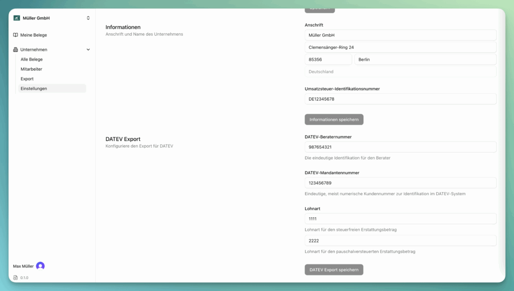 DATEV-Exportdatei für Essenszuschüsse im YummyCash Dashboard