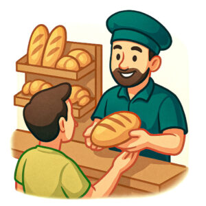 Illustration in Comicstil - Bäckerei