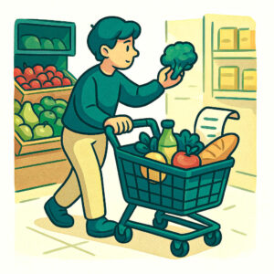 Illustration in Comicstil - Supermarkt